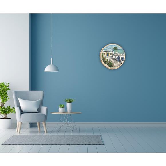 Hand-Painted Mediterranean Coastal Village Art – Unique Wall Decor - Picture 4 of 4